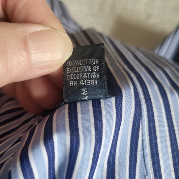 Ralph Lauren Navy Striped Button Down Shirt - Picture 10 of 14